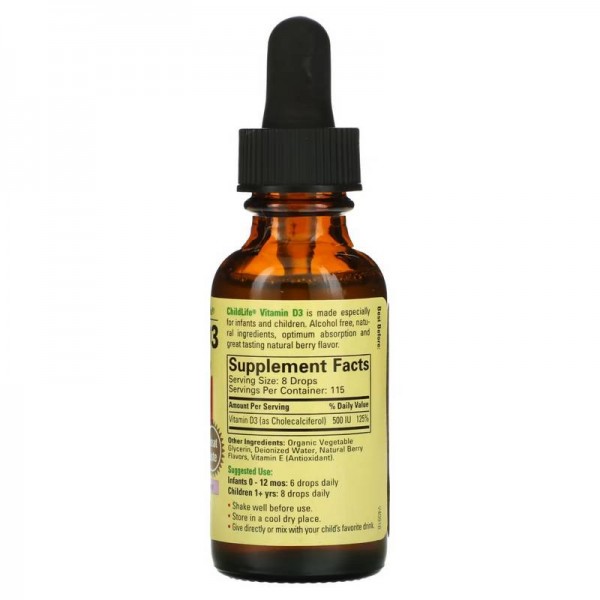 ChildLife Essentials, витамин D3, со вкусом натуральных ягод, 30 мл (1 жидк. унция)