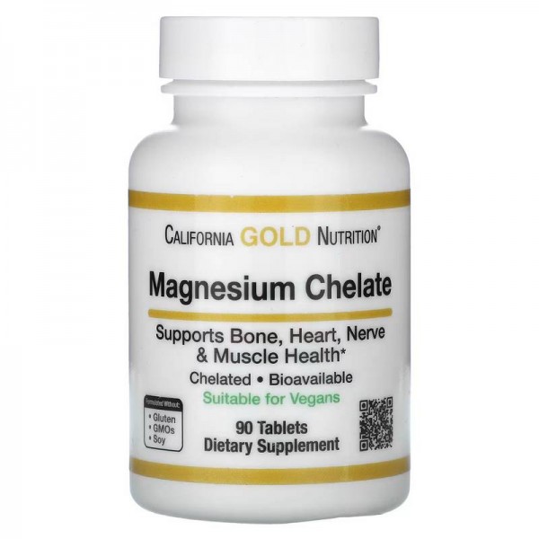 California Gold Nutrition, Magnesium Chelate, 105 mg, 90 Tablets