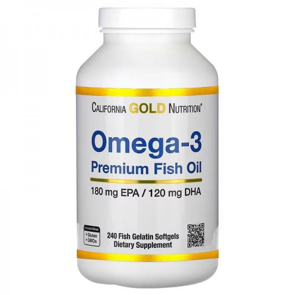 California Gold Nutrition, Omega-3 Premium Fish Oil, 240 Fish Gelatin Softgels