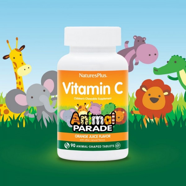 NaturesPlus, Source of Life, Animal Parade, Vitamin C, Orange Juice, 90 Animal-Shaped Tablets