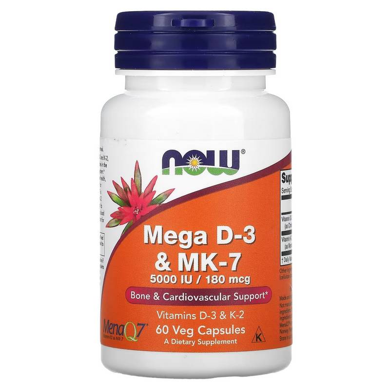 NOW Foods, Mega D-3 и MK-7, 60 капсул