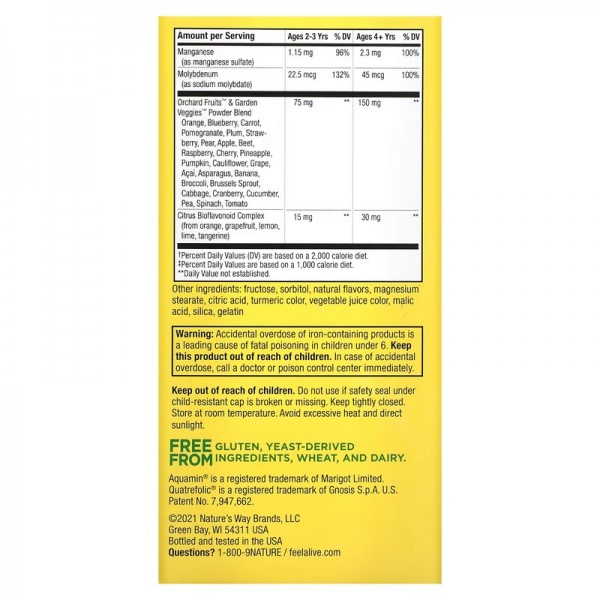 Nature's Way, Alive! Kid's Chewable Multivitamin, Orange & Berry, 120 Chewable Tablets