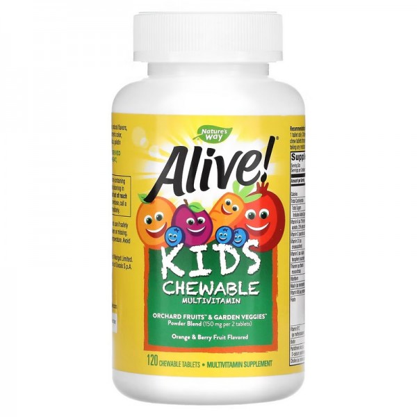 Nature's Way, Alive! Kid's Chewable Multivitamin, Orange & Berry, 120 Chewable Tablets