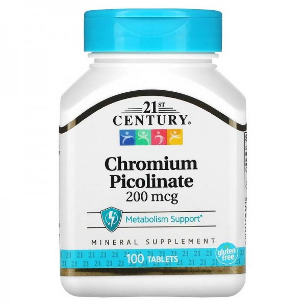 21st Century, Пиколинат хрома, 200 мкг, 100 таблеток