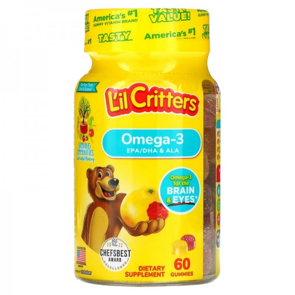 L'il Critters, Omega-3, Zesty Raspberry-Lemonade, 60 Gummies