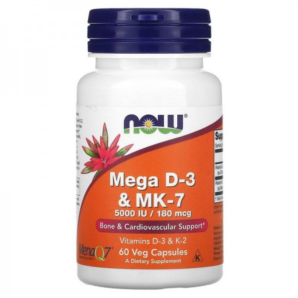 NOW Foods, Mega D-3 и MK-7, 60 капсул