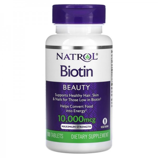 Natrol, Biotin, Maximum Strength, 10,000 mcg, 100 Tablets
